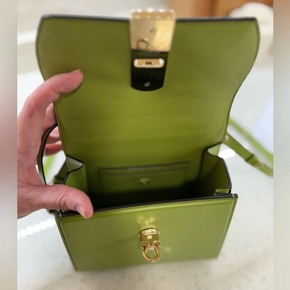 Salvatore Ferragamo Avocado Boxyz Leather Top Handle Bag - Picture 8 of 10